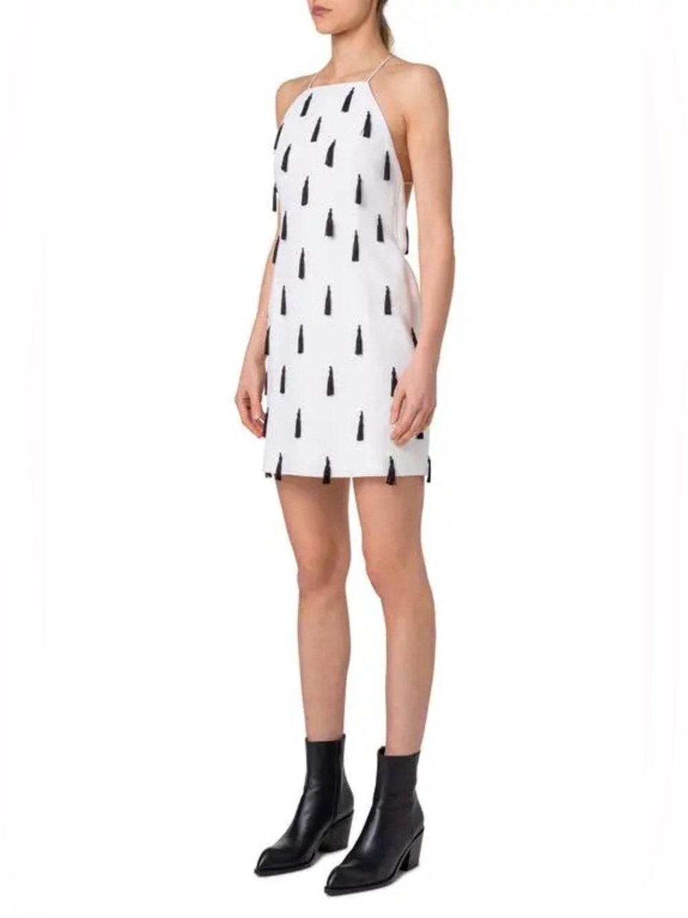 Akris Tassel Embellished Silk Mini Dress Size US 4 $3,590.00